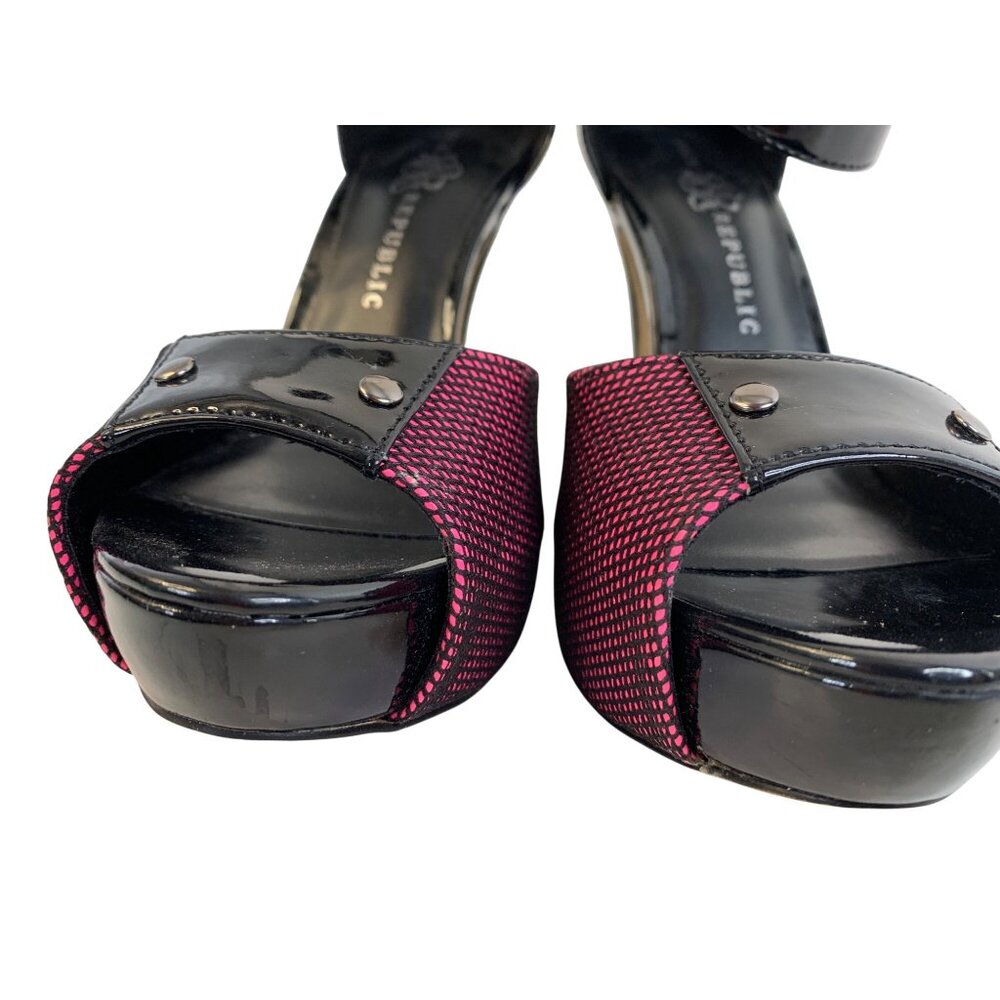 Rock & Republic Black & Pink Open Toe Stiletto Platform Heels Size 8.5 M EUC - Picture 7 of 14